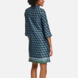 Max Studio Shift Dress Retro Geometric Vintage vibe Stretch Mini Blue L